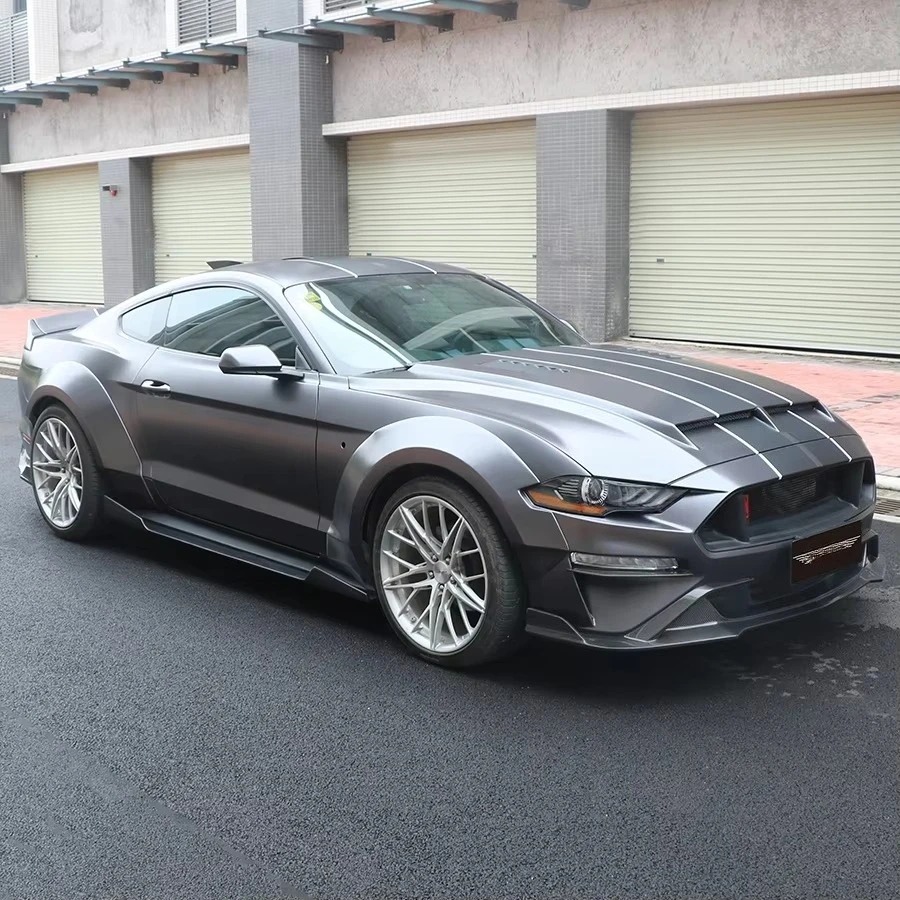 2015-2023 for Mustang Auto Body Kit New High Quality Black Priming Side Skirts Rocker Panels & Bumper Parts (FRP/CF Material)